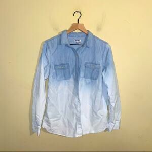 OLD NAVY reworked bleach distressed button up M